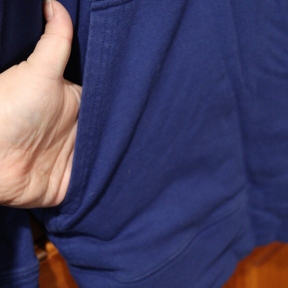 Calvin Klein Blue 1/4 Zip Pullover Kangaroo Pocket Sweatshirt Medium 1981 Logo - Picture 4 of 8